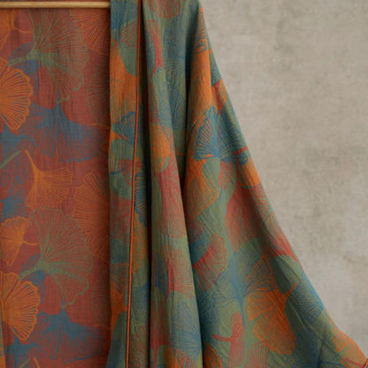 Kimono in cotone con stampa a foglie di ginkgo - image 5