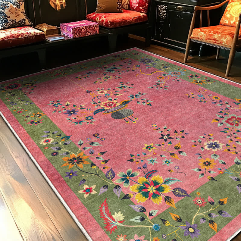 Tappeto antiscivolo morbido con fiori classici - image 2