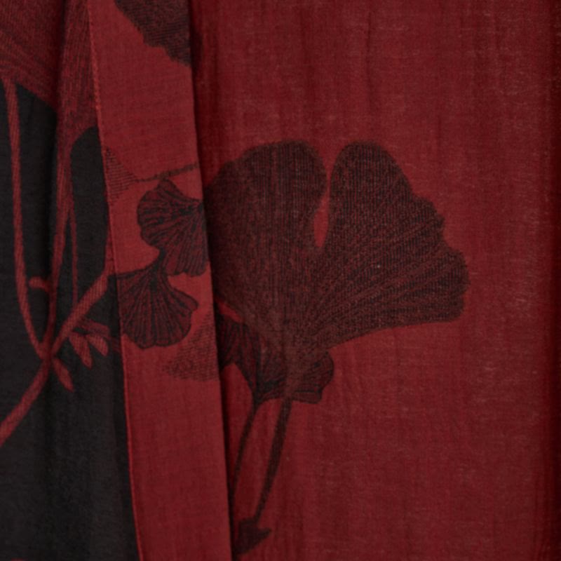 Grande kimono in cotone con foglie di ginkgo - image 6