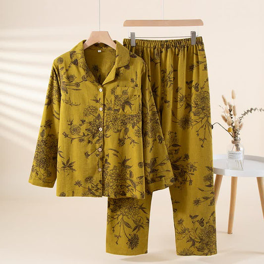 Completo da notte in cotone floreale in stile orientale - XL - image 0