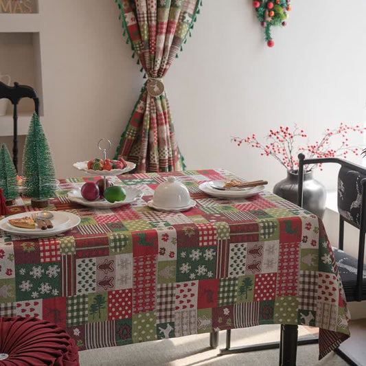 Tovaglia stampata patchwork ispirata al Natale - 140cm x 260cm - image 0