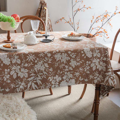 Tovaglia jacquard floreale in stile pastorale - Cachi - 140cm x 260cm - image 9