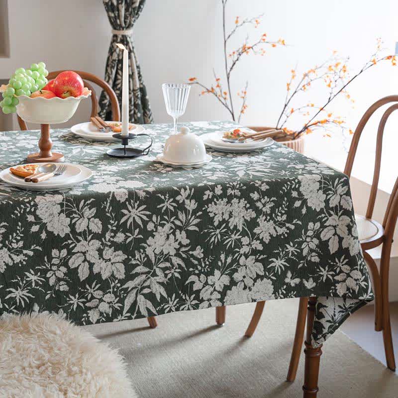 Tovaglia jacquard floreale in stile pastorale - Verde scuro - 140cm x 260cm - image 10
