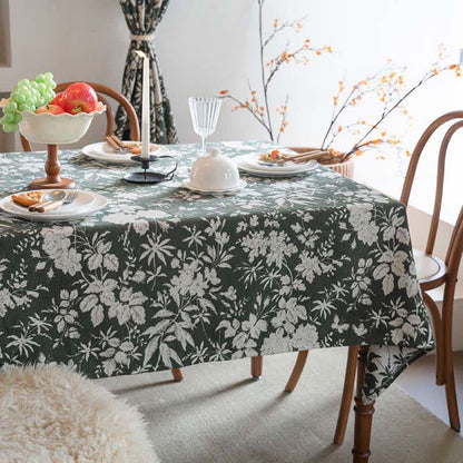 Tovaglia jacquard floreale in stile pastorale - Verde scuro - 140cm x 260cm - image 10