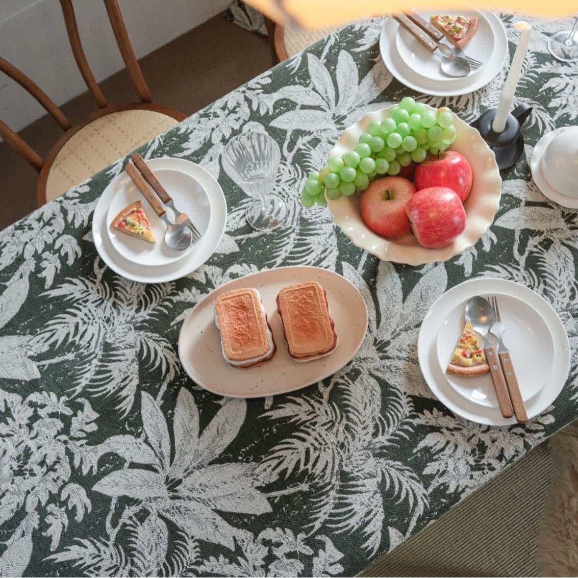 Tovaglia jacquard con foglie di isole tropicali - image 4