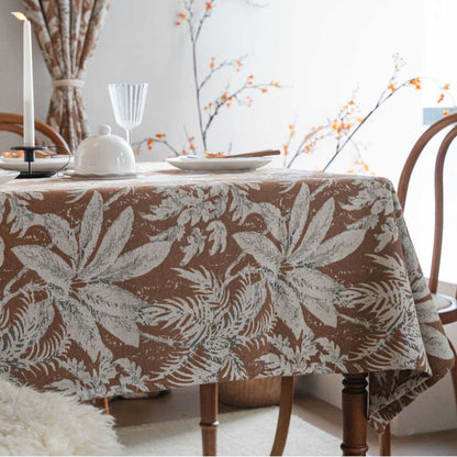 Tovaglia jacquard con foglie di isole tropicali - Cachi - 140cm x 260cm - image 1