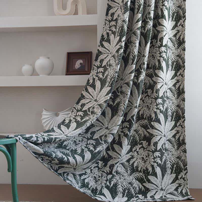 Tenda jacquard con foglie di isole tropicali - image 1