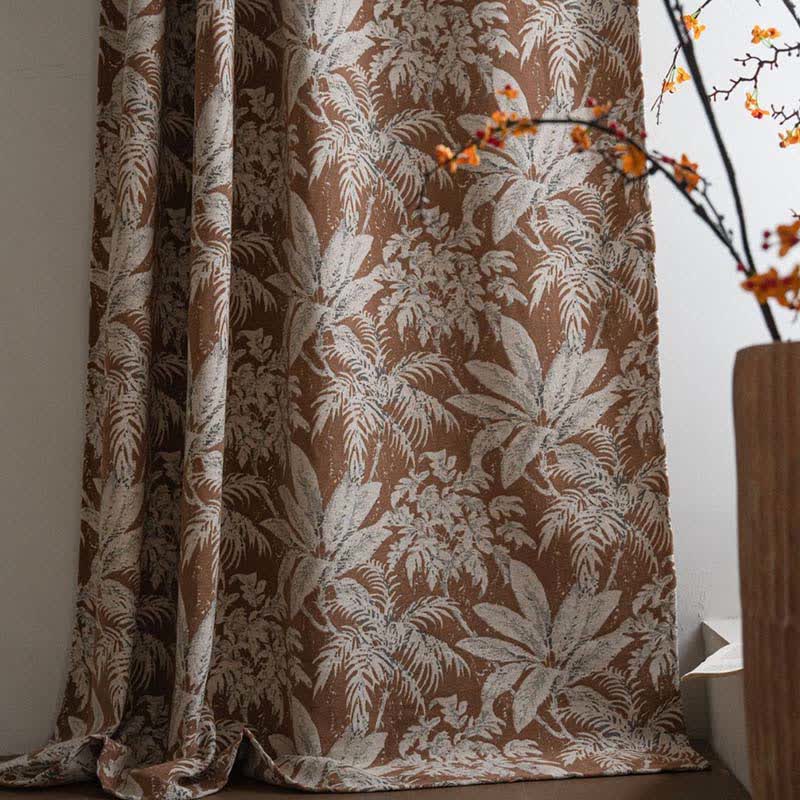 Tenda jacquard con foglie di isole tropicali - Tasca per asta - Cachi - 140cm x 260cm - image 10