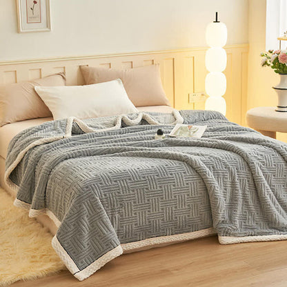 Coperta in peluche jacquard a quadri - image 1