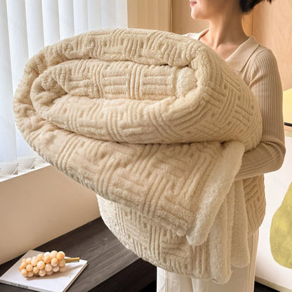 Coperta in peluche jacquard a quadri - Albicocca - Matrimoniale - image 12