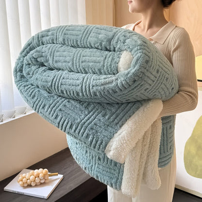 Coperta in peluche jacquard a quadri - Blu - Matrimoniale - image 11