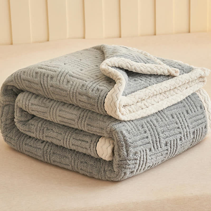 Coperta in peluche jacquard a quadri - image 5
