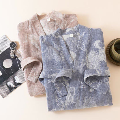 Kimono in cotone e lino floreale - image 1