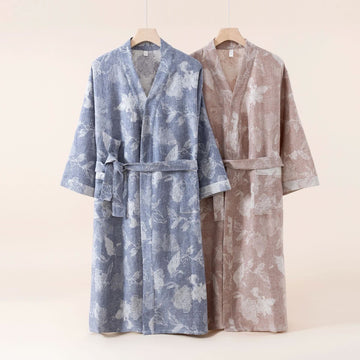 Kimono in cotone e lino floreale - image 0