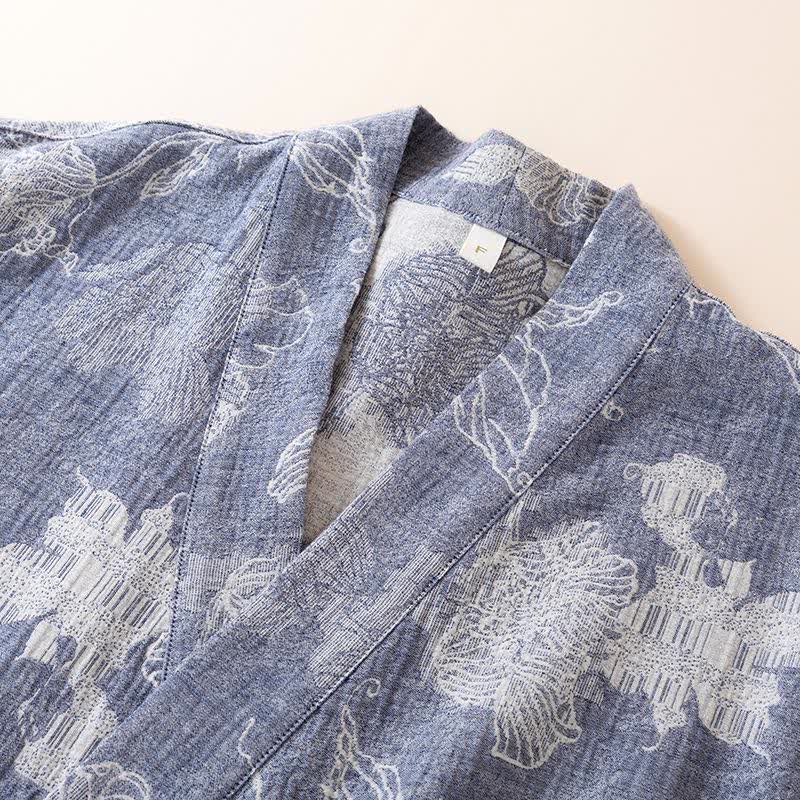 Kimono in cotone e lino floreale - image 3