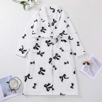 Accappatoio in peluche con stampa fiocco nero - 2XL - image 0