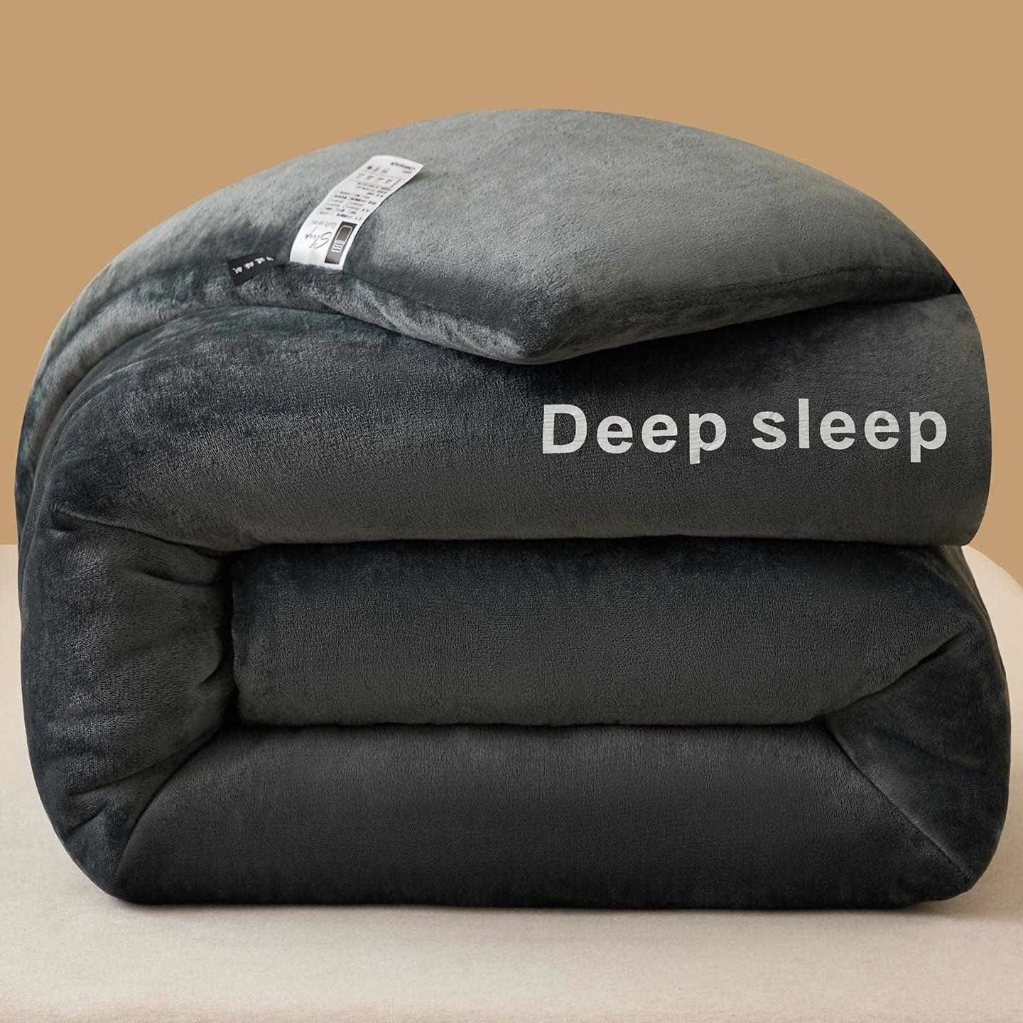 Coperta calda e soffice con stampa a lettere - Grigio scuro - Matrimoniale Grande - image 8