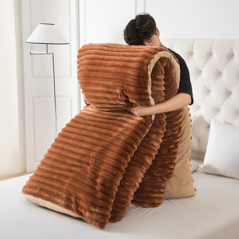 Coperta in peluche a coste tinta unita - Caffè - Matrimoniale Extra Lungo - image 16