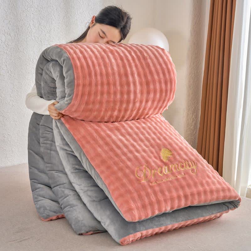 Coperta calda e soffice in tinta unita - Rosa e grigio - Matrimoniale Grande - image 5