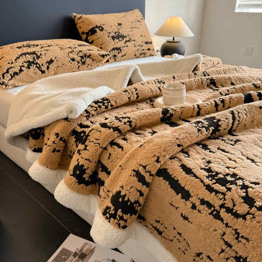 Coperta artistica in sherpa sfumato - Caffè - 2 federe - 48cm x 74cm - image 0