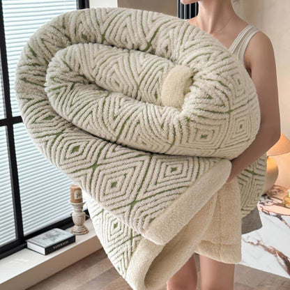 Coperta Sherpa in jacquard con motivo geometrico a rombi - Verde - 2 federe - 48cm x 74cm - image 20