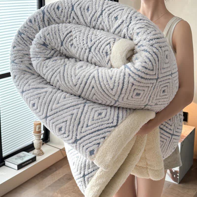 Coperta Sherpa in jacquard con motivo geometrico a rombi - Blu - 2 federe - 48cm x 74cm - image 18