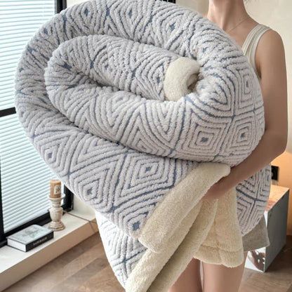 Coperta Sherpa in jacquard con motivo geometrico a rombi - Blu - 2 federe - 48cm x 74cm - image 18