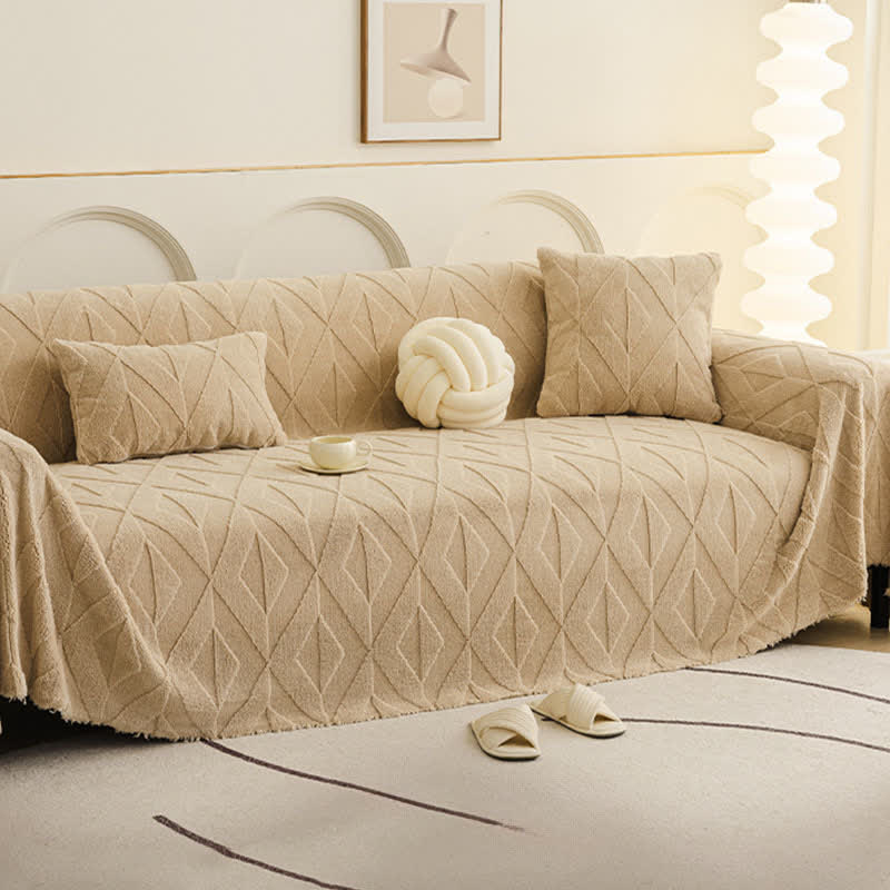 Coperta da divano con trama a diamante semplice - Marrone - 180cm x 340cm - image 5