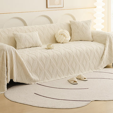 Coperta da divano con trama a diamante semplice - Bianco - 180cm x 340cm - image 0