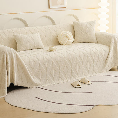 Coperta da divano con trama a diamante semplice - Bianco - 180cm x 340cm - image 0