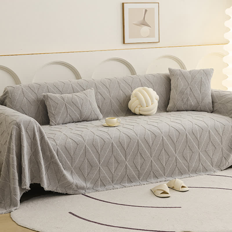 Coperta da divano con trama a diamante semplice - Grigio - 180cm x 340cm - image 2