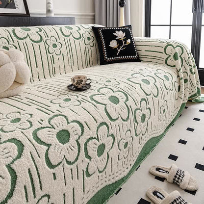 Coperta da divano in peluche floreale - Verde - 180cm x 340cm - image 8