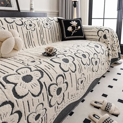 Coperta da divano in peluche floreale - Grigio - 180cm x 340cm - image 4