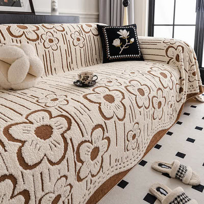 Coperta da divano in peluche floreale - Cachi - 180cm x 340cm - image 6