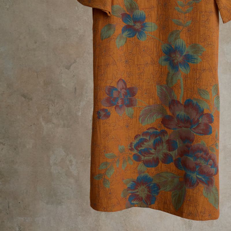 Camicia da notte vintage in garza di cotone con fiori di pesco - image 4