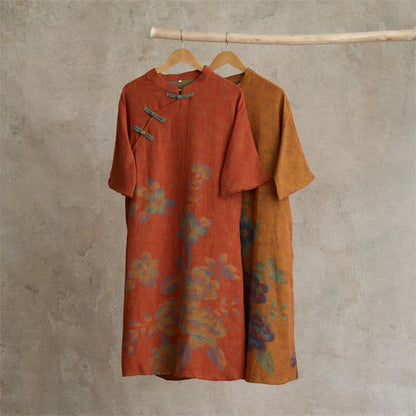 Camicia da notte vintage in garza di cotone con fiori di pesco - image 0