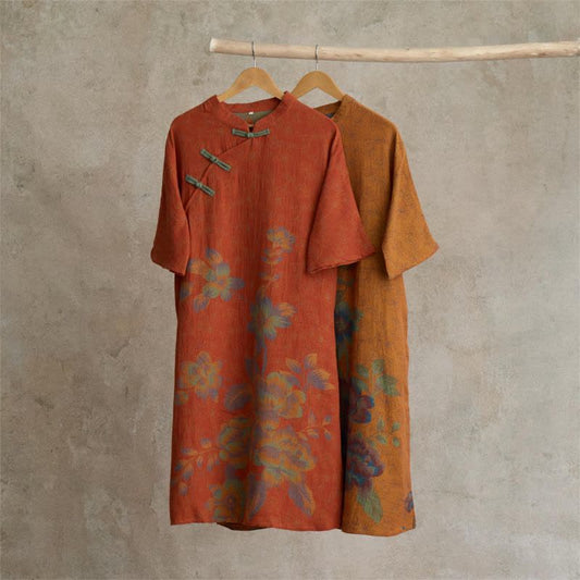 Camicia da notte vintage in garza di cotone con fiori di pesco - image 0