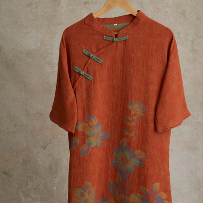 Camicia da notte vintage in garza di cotone con fiori di pesco - image 7