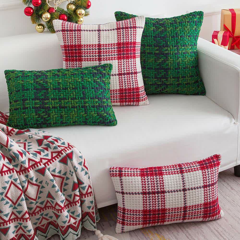 Federa decorativa moderna in jacquard a quadri - image 1