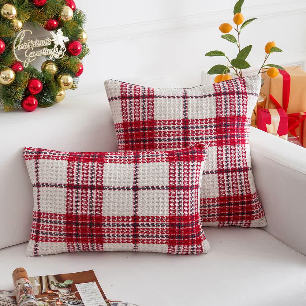 Federa decorativa moderna in jacquard a quadri - Rosso - 2 pezzi - 30cm x 50cm - image 4