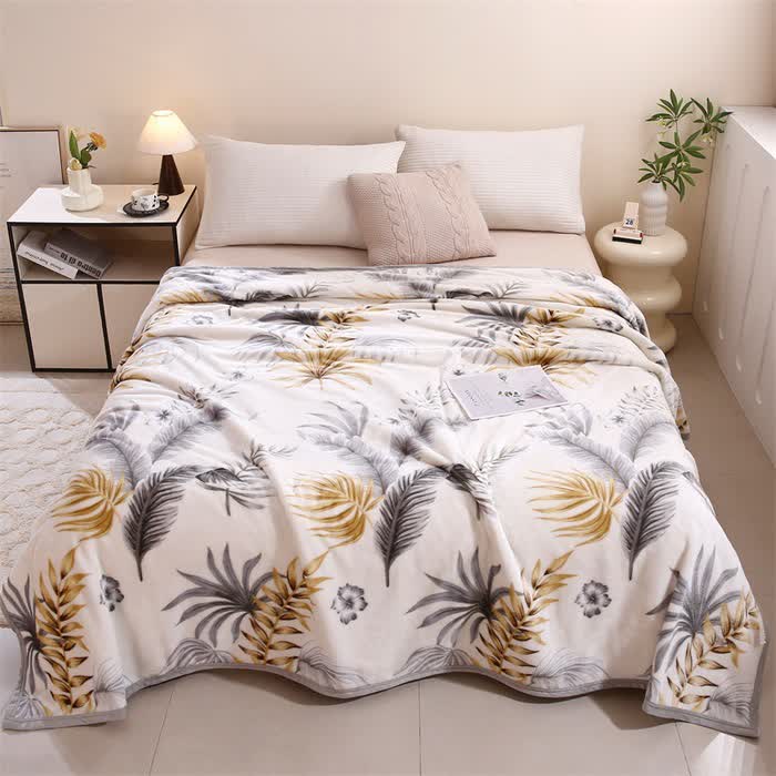 Coperta calda con stampa a foglie - Matrimoniale - image 0
