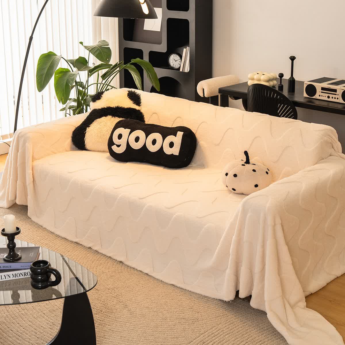 Coperta da divano con trama a onde semplici - Beige - 180cm x 340cm - image 3