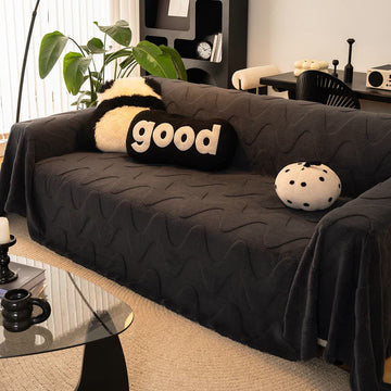 Coperta da divano con trama a onde semplici - Nero - 180cm x 340cm - image 0