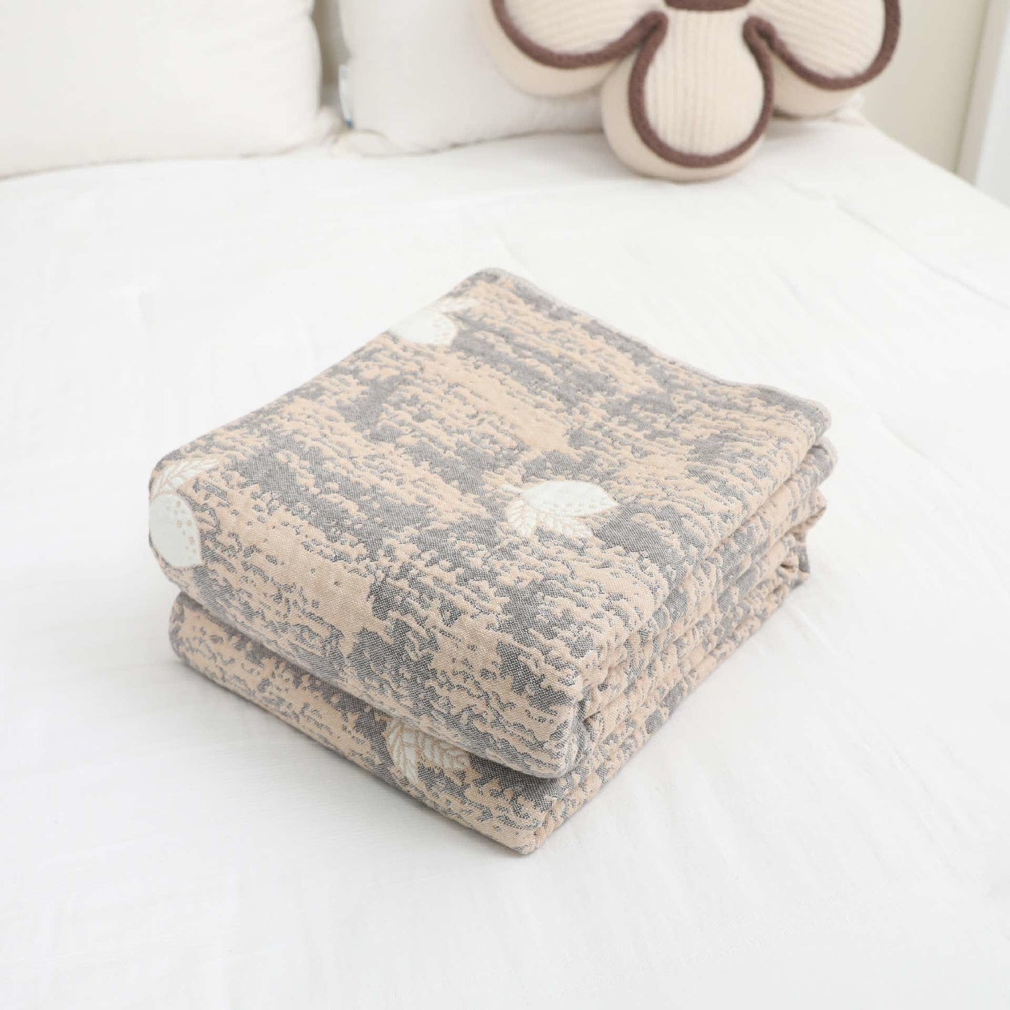 Trapunta con nappe in garza di cotone naturale al limone - image 1