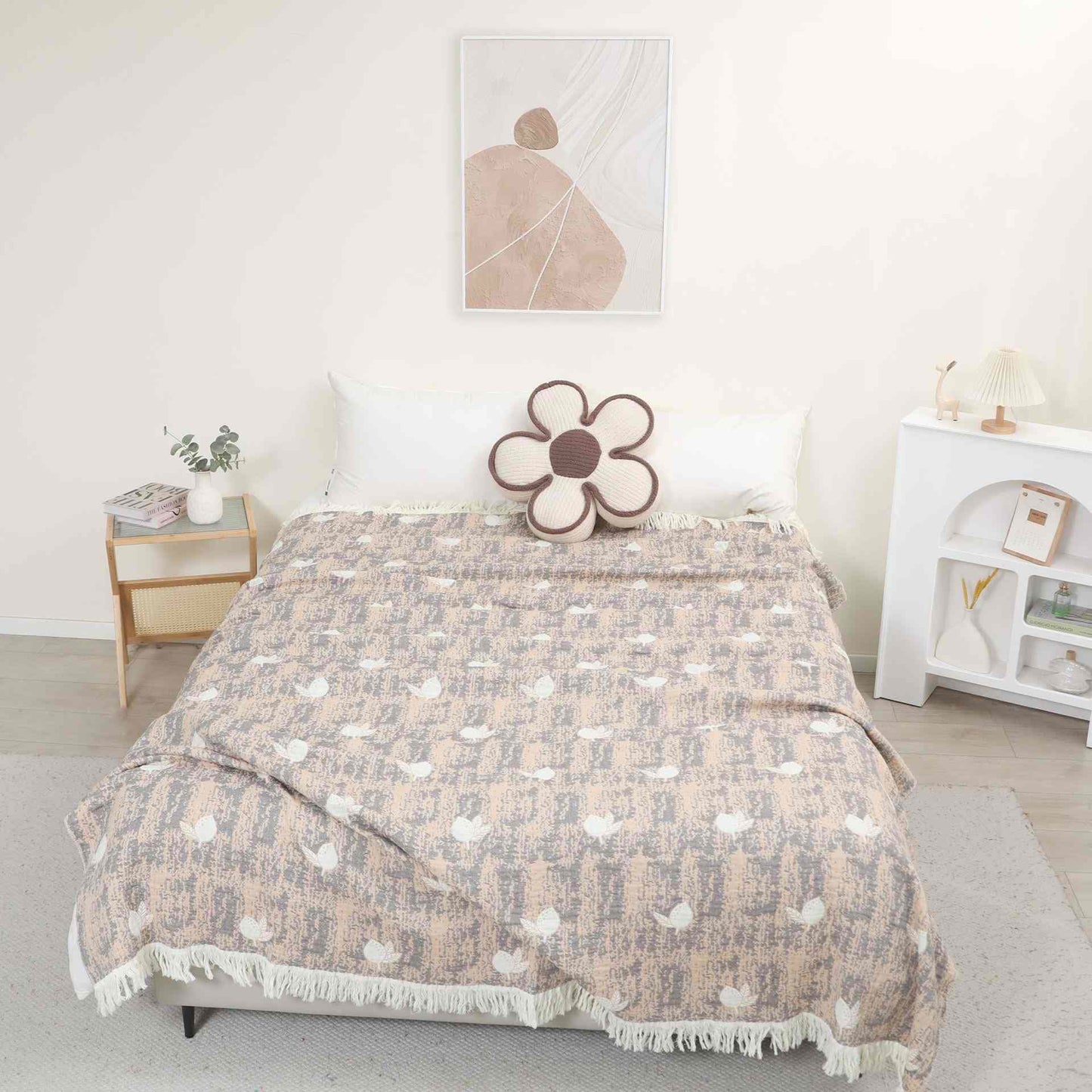 Trapunta con nappe in garza di cotone naturale al limone - Marrone - Matrimoniale - image 0