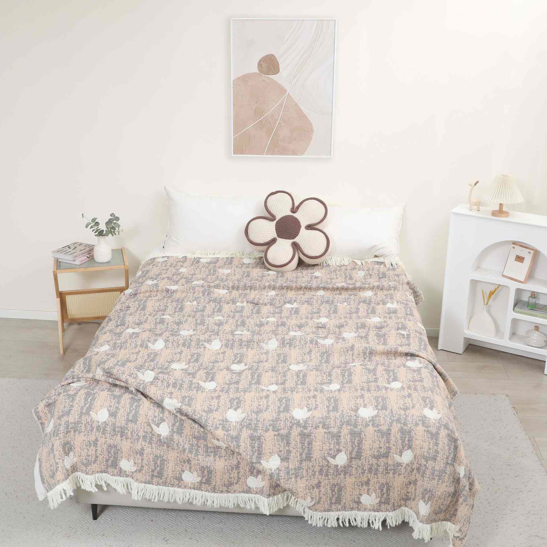 Trapunta con nappe in garza di cotone naturale al limone - Marrone - Matrimoniale - image 0