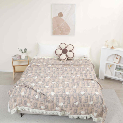 Trapunta con nappe in garza di cotone naturale al limone - Marrone - Matrimoniale - image 0