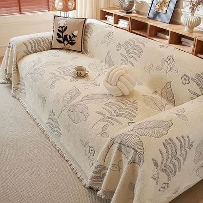Coperta da divano in ciniglia con motivo a foglie rurali - image 11