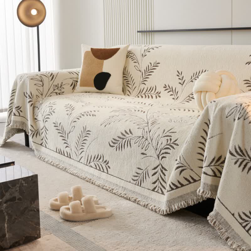 Coperta da divano in ciniglia con foglie di pino - image 4