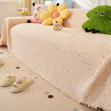 Protezione per divano in ciniglia a pois colorati - Rosa - 180cm x 340cm - image 0